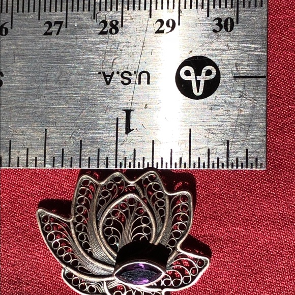 Lotus pendant with amethyst 925 - Picture 7 of 8